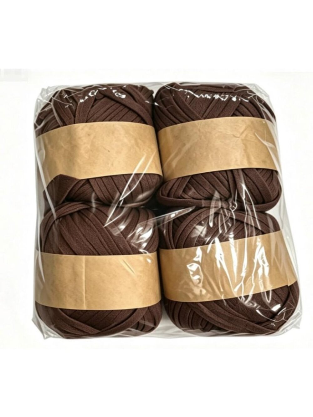 4 Rolls Coffee Cloth Strip Yarn, Soft T‑Shirt Yarn for Bag Mat Carpet Hand Knitt